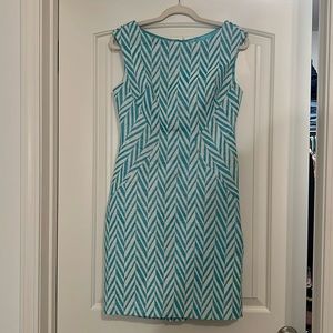 Eva Franco Turquoise and white dress, fully lined